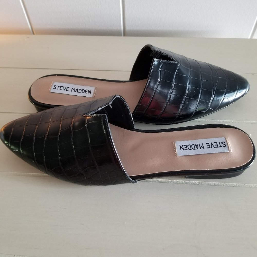 Steve Madden Ally/Ally Pointed Toe Black Mules Sl… - image 1